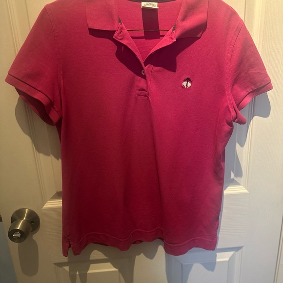 Brooks Brothers Shirt Womens LG 1818 Pink Polo Short Sleeve Collared Solid Logo - Picture 2 of 6